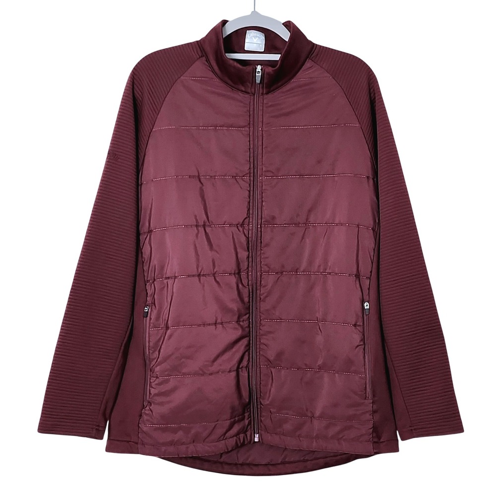 Callaway‎ Lightweight Quilted Zip Puffer Jacket Mens Large Burgundy Golf Casual